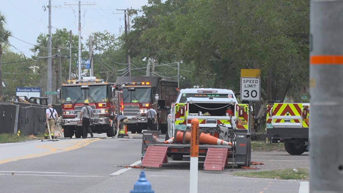 Gas leak causing road closure on Westshore Boulevard in Tampa