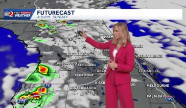 Scatter showers and storms arriving west of Orlando this afternoon