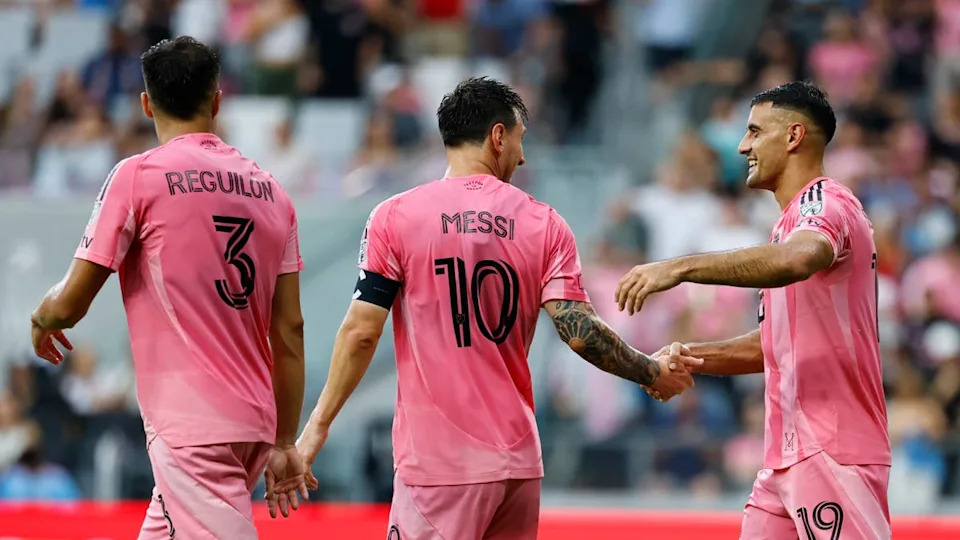 German Berterame #19 of Inter Miami CF celebrates after scoring his team's second goal with teammate Lionel Messi #10 during the MLS match between Inter Miami CF and Portland Timbers at Nu Stadium on May 17, 2026 in <a class="link " href="https://sports.yahoo.com/soccer/teams/miami/" data-i13n="sec:content-canvas;subsec:anchor_text;elm:context_link" data-ylk="slk:Miami;sec:content-canvas;subsec:anchor_text;elm:context_link;itc:0" data-yga="{"yLinkElement":"context_link","yModuleName":"content-canvas","yLinkText":"Miami","ySubModuleName":"anchor_text","yHasCommerce":false}">Miami</a>, Florida. (Photo by Carmen Mandato/Getty Images)Photo by Carmen Mandato&sol;Getty Images
