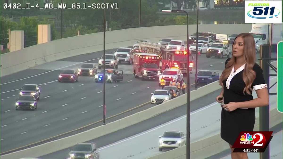 Crash on I-4 blocks several eastbound lanes at Princeton Street