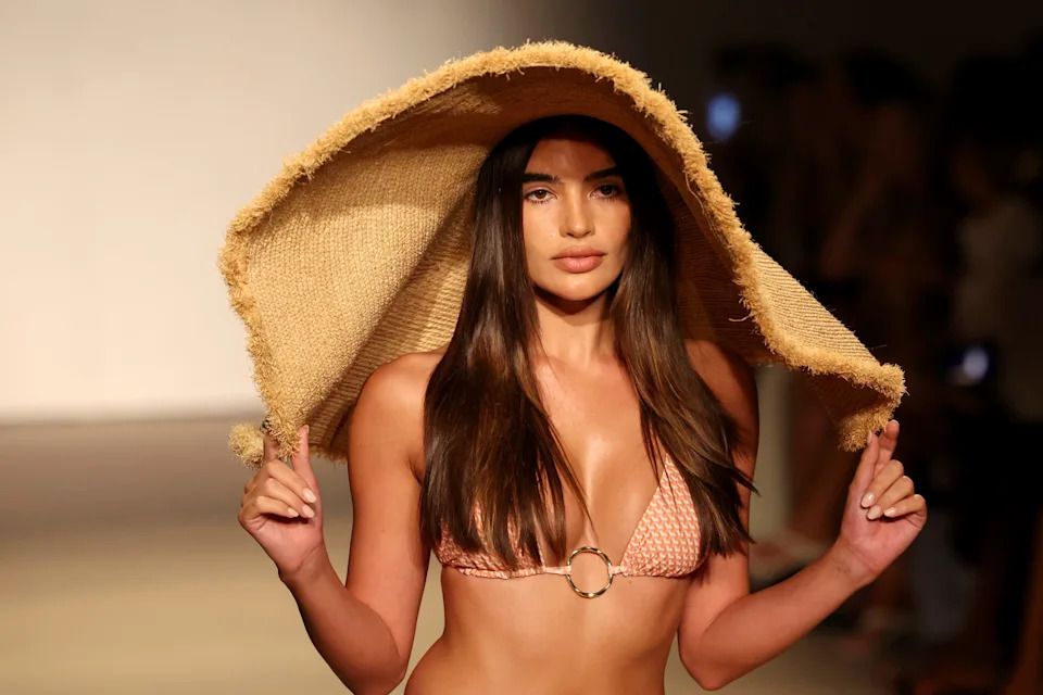A model walks the runway for the Monday Swimwear 2026 Runway Show.