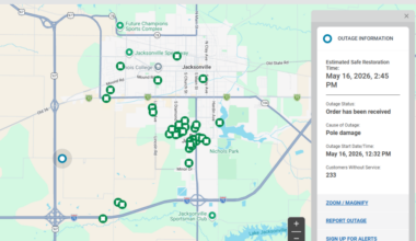 UPDATE: Outage restored for hundreds in Jacksonville after storm breaks power pole