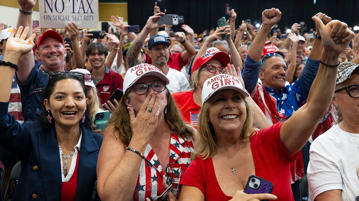 US President Donald Trump arriving to give a speech in The Villages, Florida