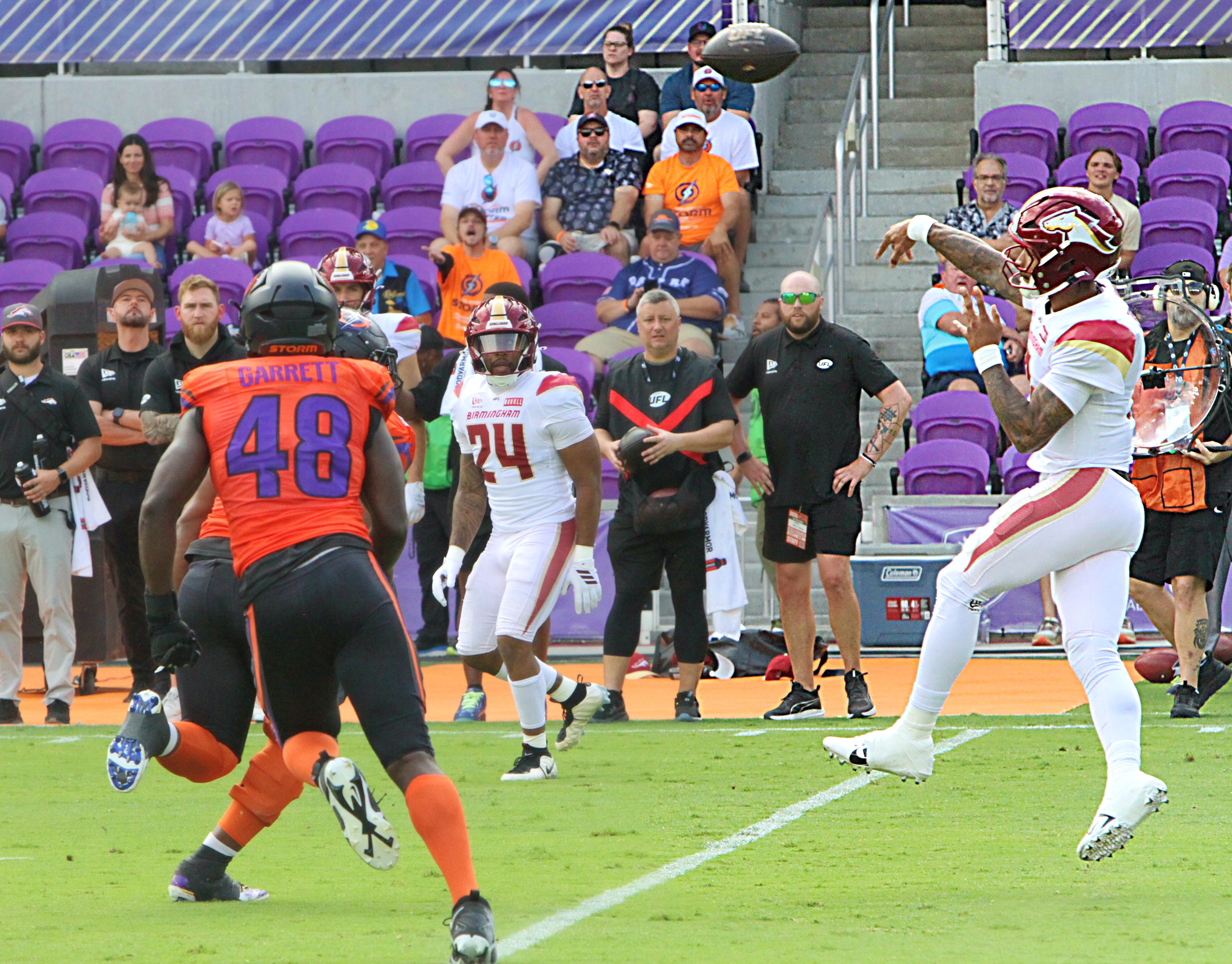 Birmingham quarterback Dorian Thompson Robinson throws a pass during the...