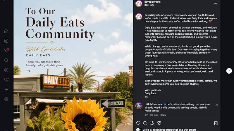 South Tampa’s Daily Eats will close and rebrand in June