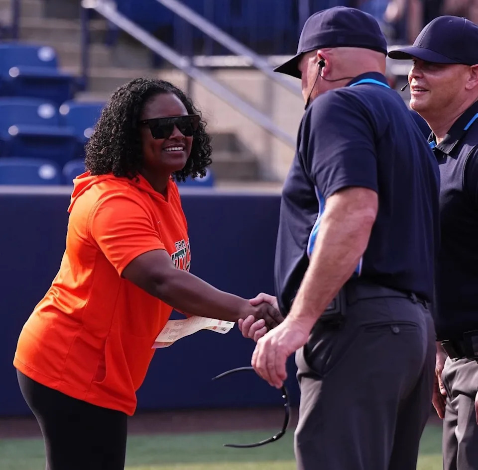 Florida A&M Rattlers head coach Brittany Beall returned to her alma mater, Auburn, to face the Tigers in a NCAA college softball game at Jane B. Moore Field in Auburn, Alabama on Monday, March 23, 2026. Beall lettered four times as a member of the Auburn Tigers softball team from 2005 to 2008. The Tigers defeated the Rattlers 8-3 in the non-conference matchup.