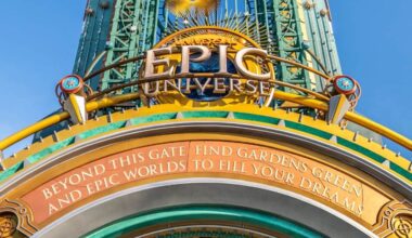 close up of epic universe entrance in universal orlando resort.