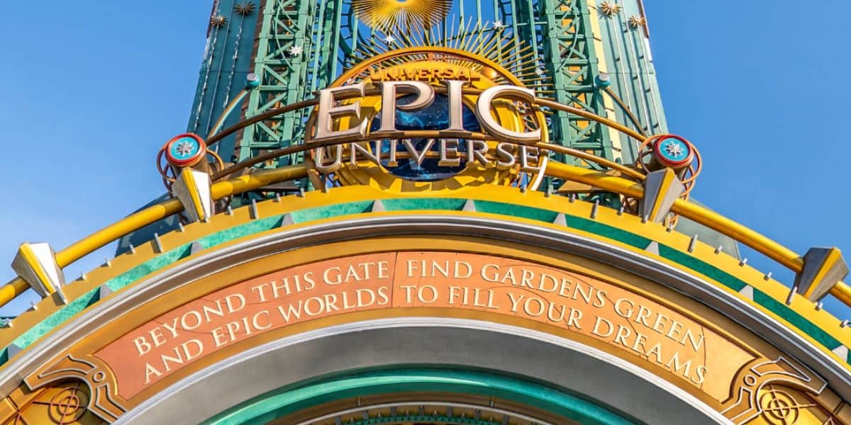 close up of epic universe entrance in universal orlando resort.