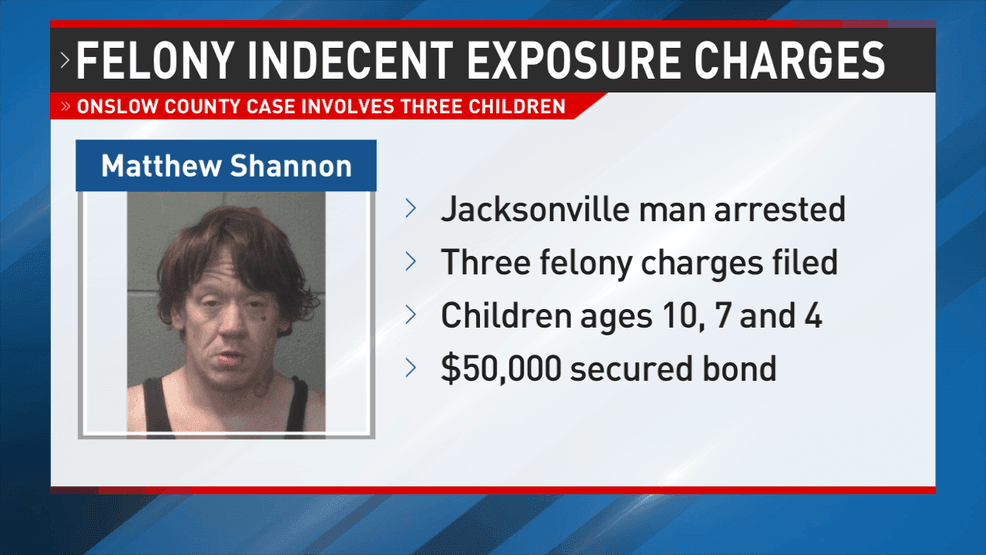 Jacksonville man faces 3 felony indecent exposure counts involving 3 children