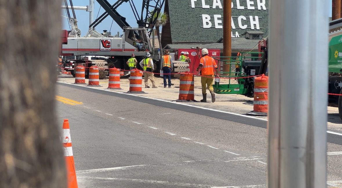 Rebuilding continues in Flagler Beach, now focused on the new pier. (Spectrum News File Photo)
