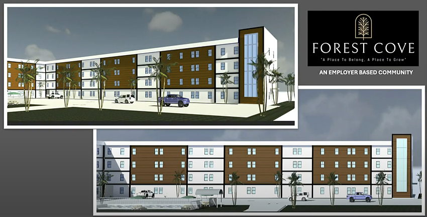 Forest Cove will include 156 workforce housing apartments in two buildings. Forest Cove will include 156 workforce housing apartments in two buildings.