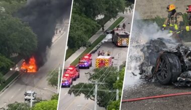 Car bursts into flames after hitting tree in Fort Lauderdale; 2 injured, fire rescue says – NBC 6 South Florida