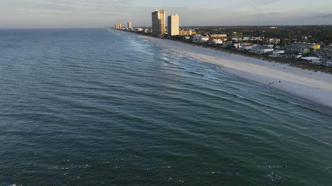 Aerial view of the beach in Panama City Beach, Florida on Nov. 5, 2022.