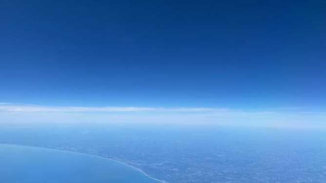 High Aerial view of Florida coast from airplane.