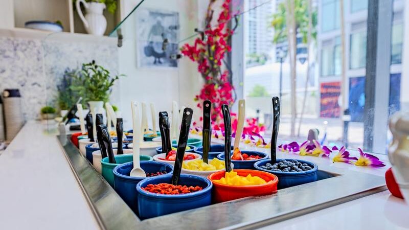 slate of yogurt toppings
