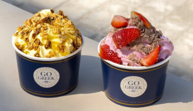 a pair of yogurt cups