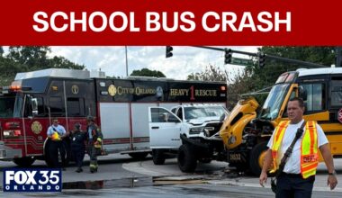 4 hurt in Orange County school bus vs. pickup truck crash: Orlando Fire