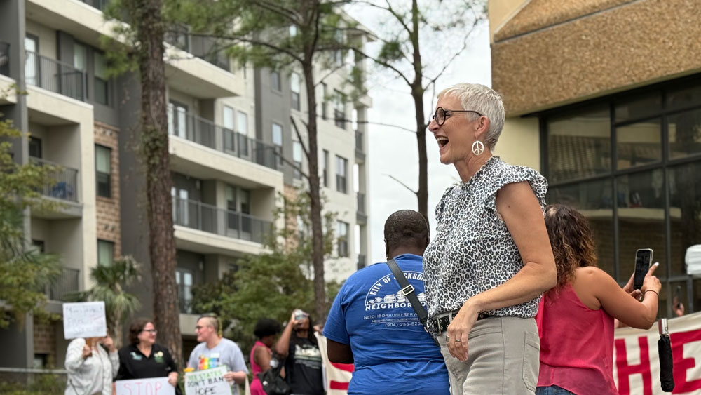 Hope McMatch speaks at a free speech rally
