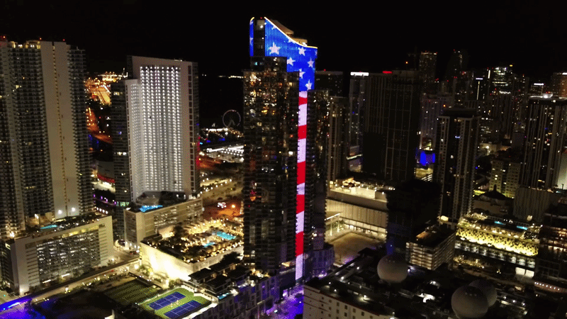 Miami Skyscraper Lit Up to Mark Memorial Day