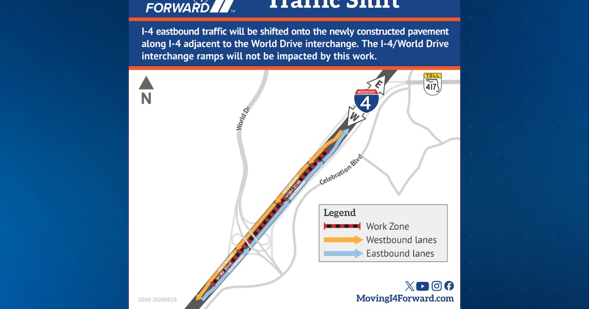 Overnight I-4 construction in Osceola County, Florida