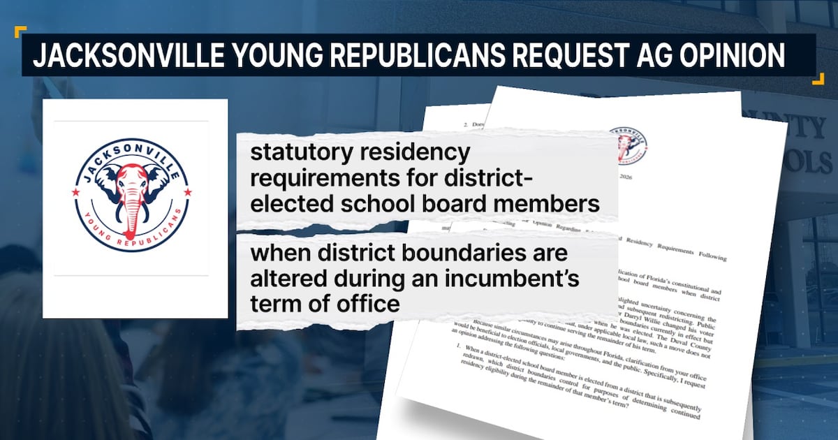 Jacksonville Young Republicans ask Florida AG to weigh in on Duval school board member’s residency