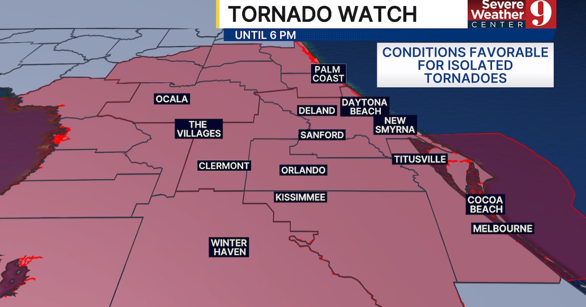 Tornado watch issued for Central Florida with severe weather