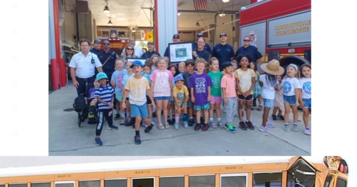 Kindergarteners reunite with JRFD crew who rescued them from Zoo Parkway bus crash – 104.5 WOKV
