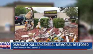 Damaged memorial for Dollar General shooting victims restored by community members – 104.5 WOKV