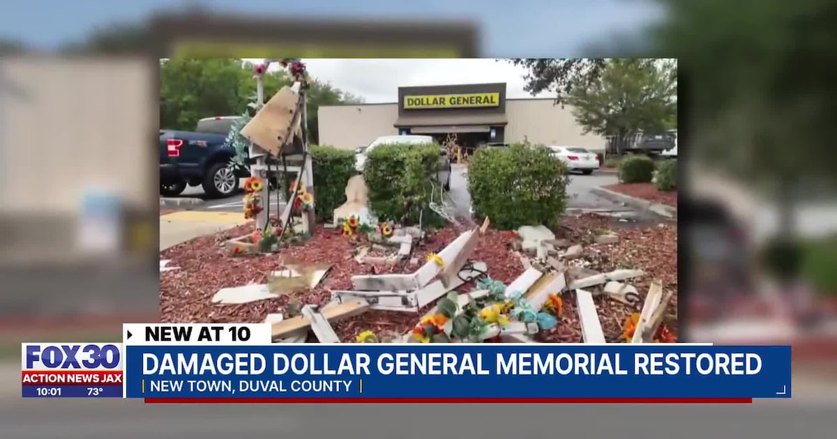Damaged memorial for Dollar General shooting victims restored by community members – 104.5 WOKV