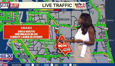FIRST ALERT TRAFFIC: All lanes back open after crash on I295 east at Beach Boulevard – Action News Jax