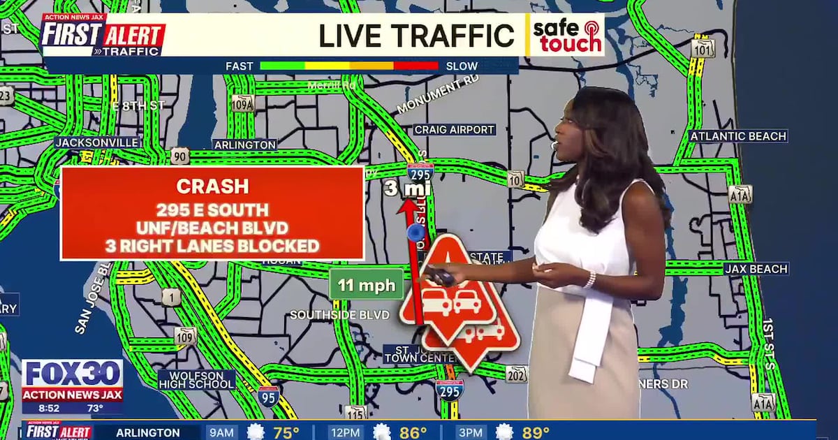 FIRST ALERT TRAFFIC: All lanes back open after crash on I295 east at Beach Boulevard – Action News Jax