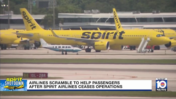 Spirit Airlines grounding sparks airport disruptions and uncertainty for employees