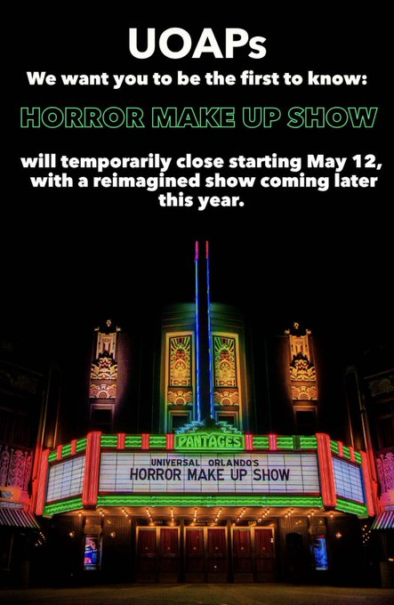 Universal Orlando’s Horror Make-Up Show Closing This Month, “Reimagined” Show Coming Later 2026