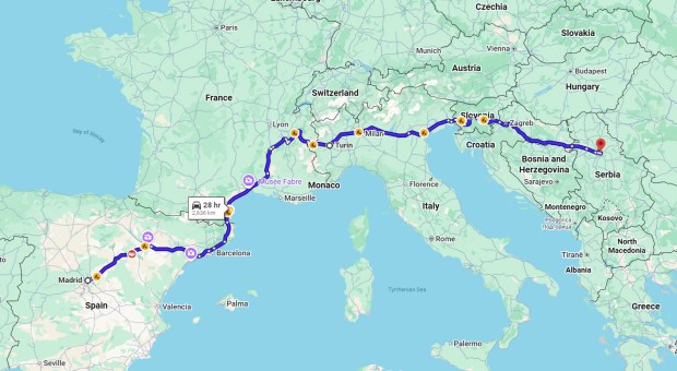 A route that the FBI believes David Knezevich took after murdering his wife, Ana in Spain. Her remains have never been found. (FBI/Courtesy)