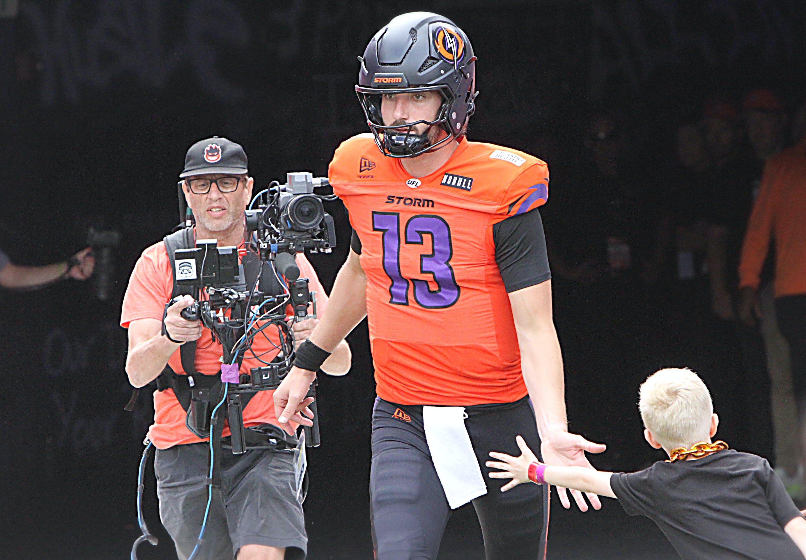 Orlando quarterback Jack Plummer is introduced before the Birmingham Stallions...