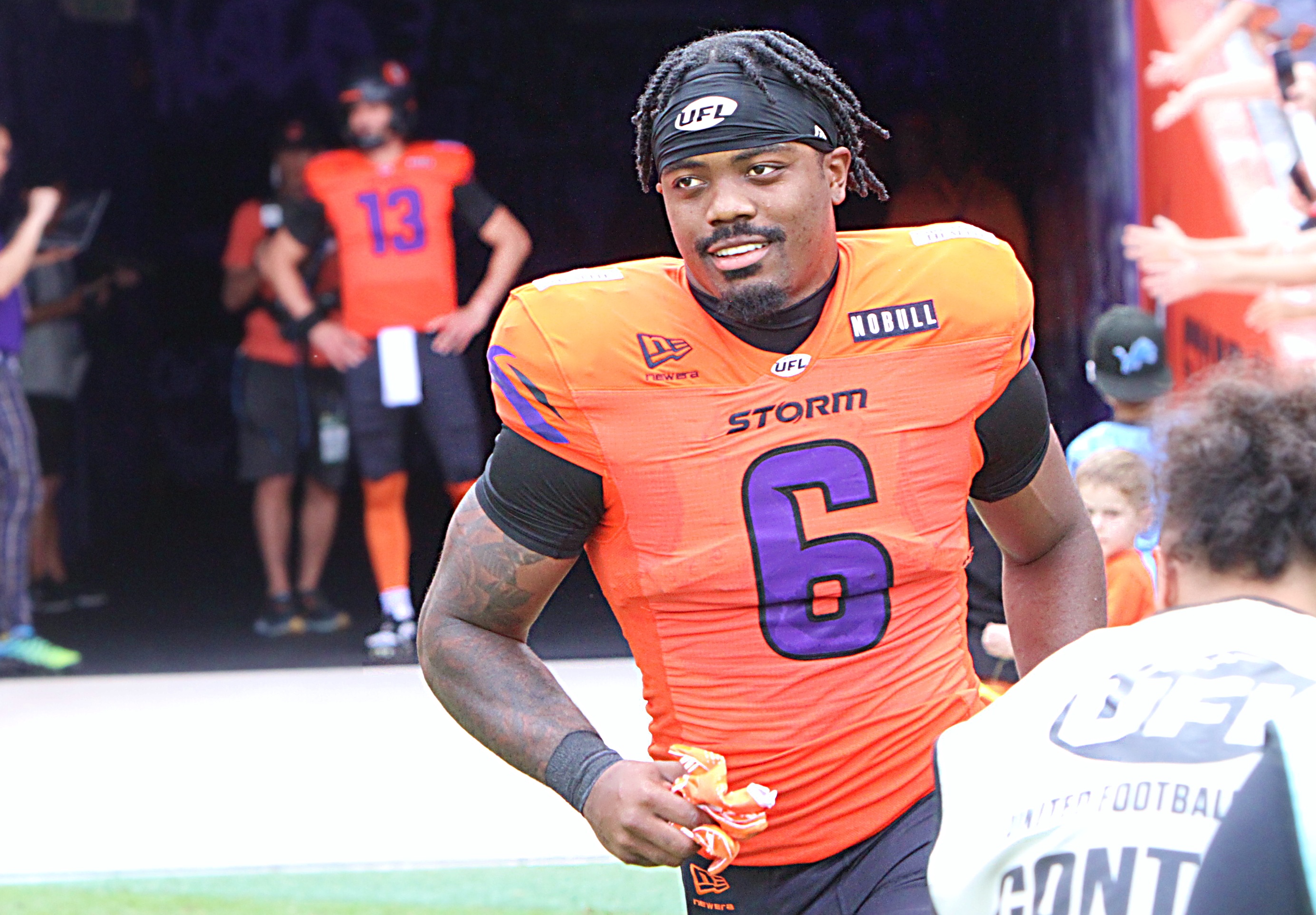 Orlando running back Jashaun Corbin is introduced before the Birmingham...