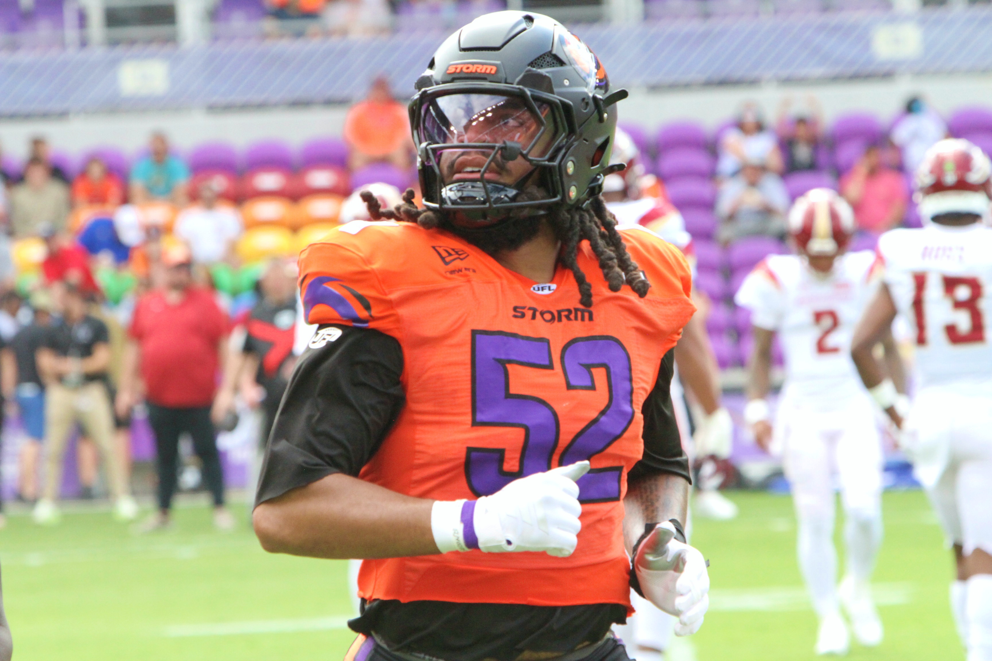 Orlando DE Keshawn Banks comes off the field during the...