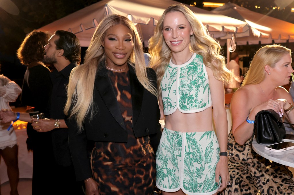 Serena Williams and Caroline Wozniacki attend Miami Grand Prix race week