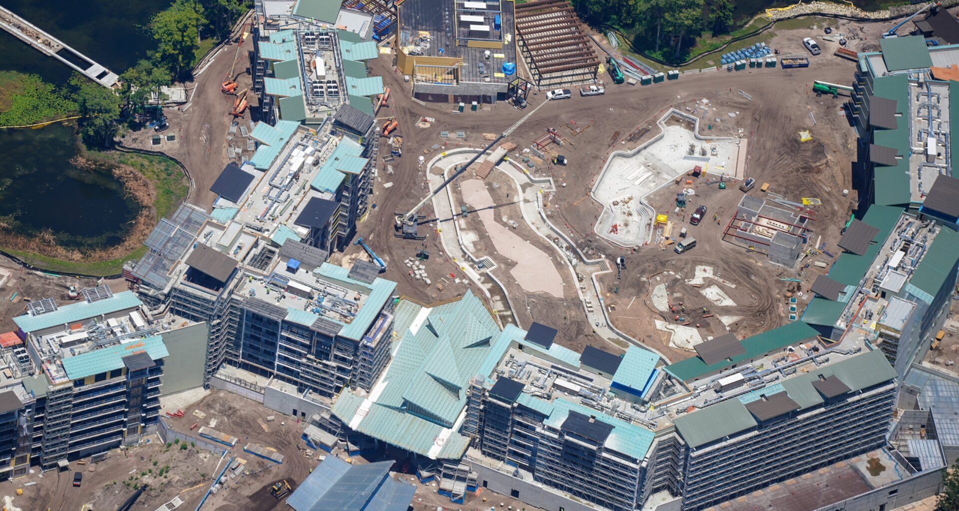 Aerial Photos Show Steady Progress at Lakeshore Lodge at Walt Disney World