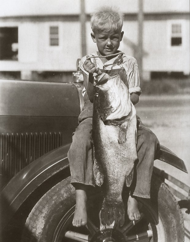 A small boy holds a big large-mouth bass of the kind that once made Lake Apopka a mecca for fisherman in the 1920s through 1950s. Credit: Orange County Regional History Center.