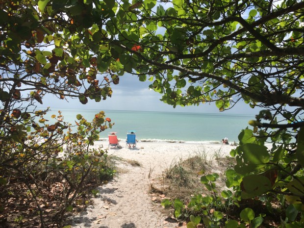 Delnor-Wiggins State Park in Naples, Florida, features nearly a mile of natural beach with a series of approaches that offer shaded alcoves of picnic tables and grills. Visitors can rent paddleboards, kayaks, canoes, umbrellas and beach chairs on site. (Richard Tribou/Orlando Sentinel)
