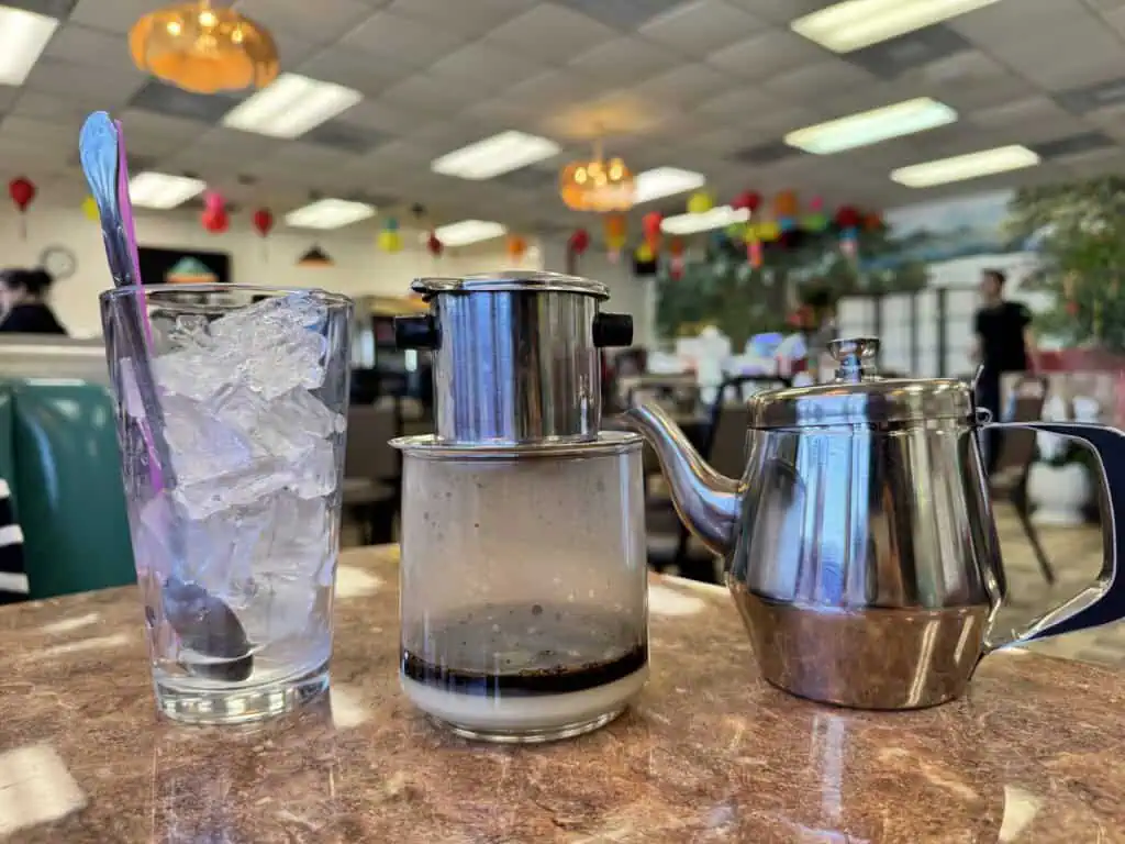 Vietnamese coffee on a table