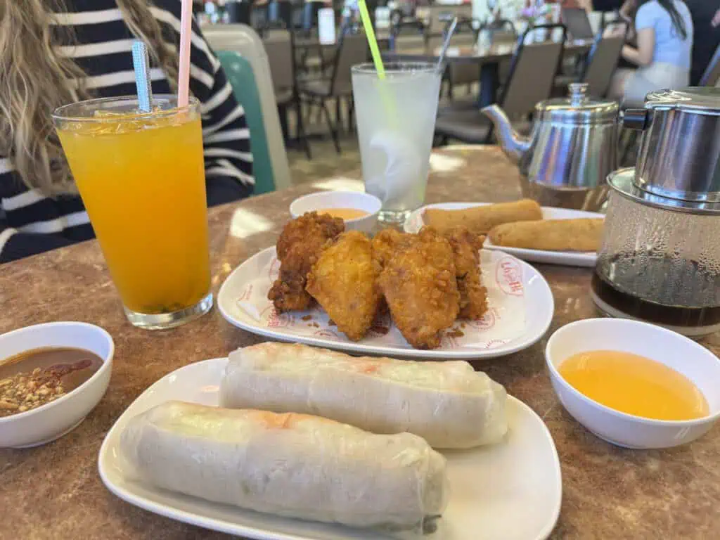 Dishes of food on a table