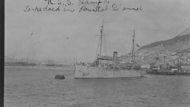 A historical photo of the USCGC Tampa, which was lost in 1918 during World War I after being torpedoed by a German submarine.
