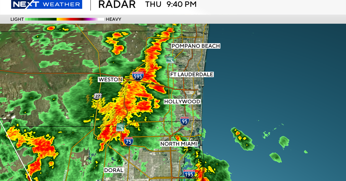 Heavy storms track toward eastern Broward County with localized flooding possible for Thursday night