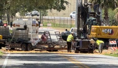 Crews dig holes to check stability of Maitland sinkhole