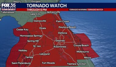 Tornado watch for Orlando, Central Florida Saturday