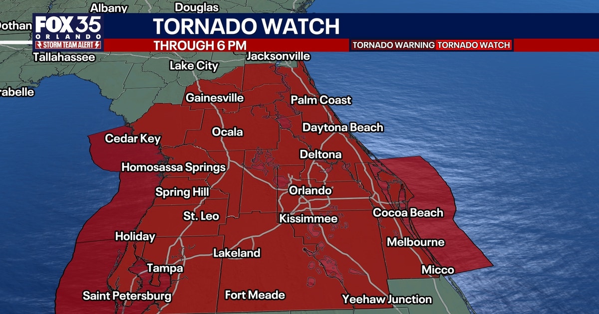Tornado watch for Orlando, Central Florida Saturday
