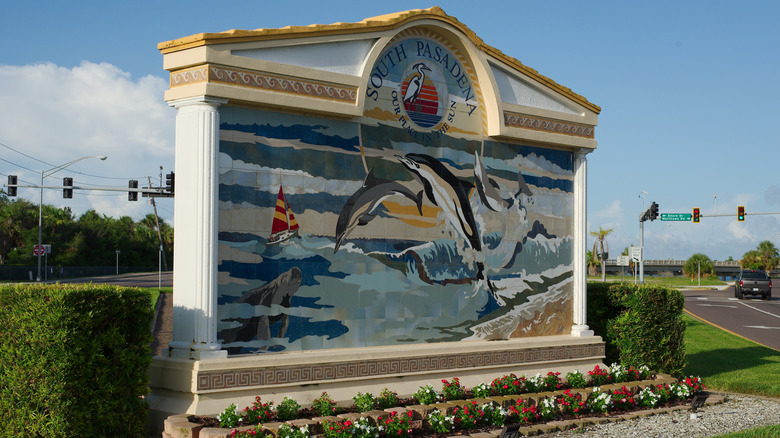 Welcome sign to South Pasadena, Florida.