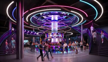 The interactive social gaming venue will also include a two-story bar. Level99 released concept art of the bar with the opening announcement.